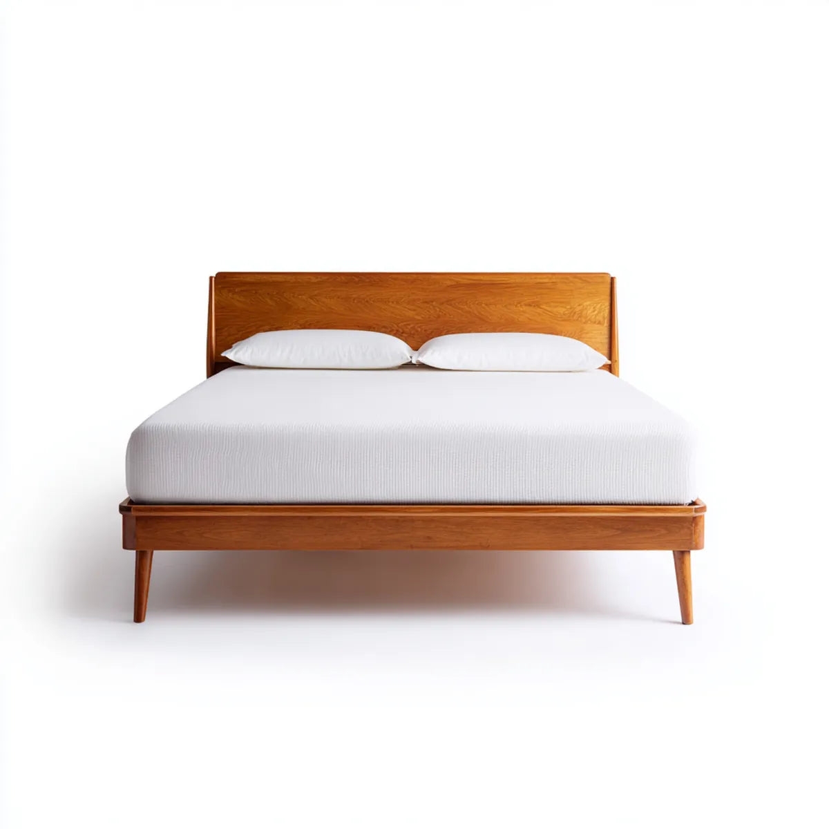 Lit double 160 x 200 cm marron en bois massif rectangulaire