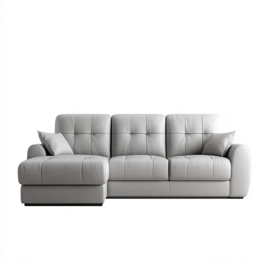 Canapé d'angle gauche 4 places gris clair 285 x 160 x 88 cm en similicuir PU forme L