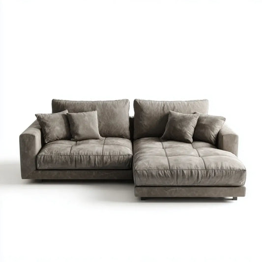 Canapé d'angle droit 3 places gris taupe 280 x 165 cm en polyester forme L