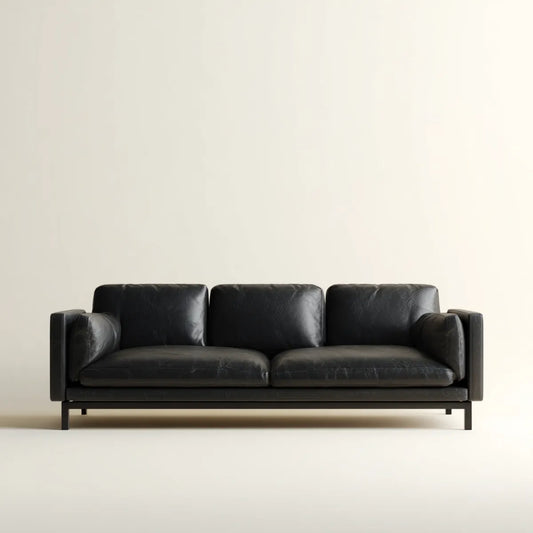 Canapé droit 3 places noir en cuir synthétique PU 200 x 90 x 78 cm